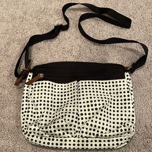 Fossil black and white crossbody purse